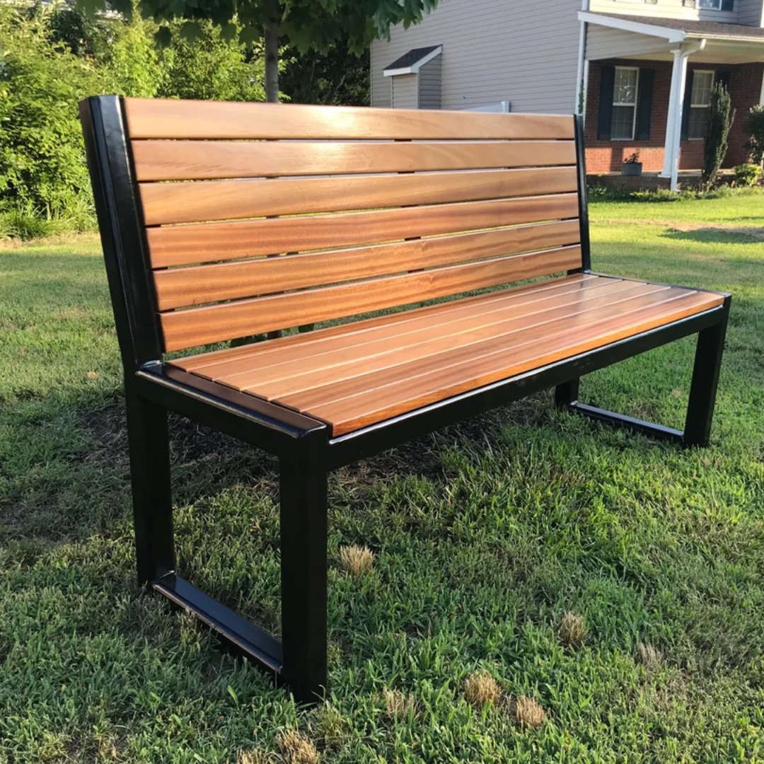 Metal And Wood Bench Outdoor